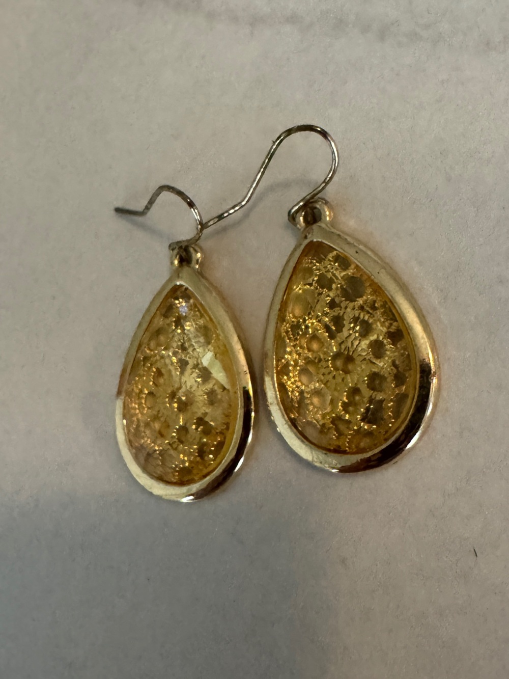 Gold Teardrop Filigree Dangle Earrings